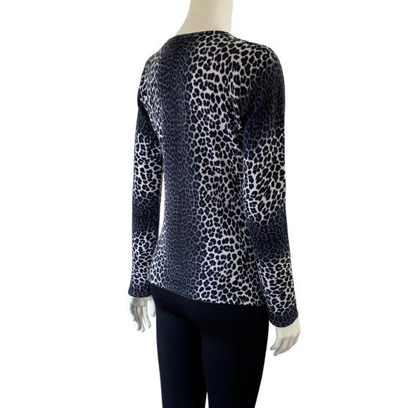 Saks Fifth Avenue Neutral Leopard Cashmere Pullover Knit Sweater - Size M - Picture 4 of 10